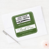 Modernes Square Border Simple Forest Green Logo Quadratischer Aufkleber (Umschlag)
