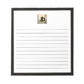 Modernes Square Brushed Gold Monogram Lined Notizblock (Vorderseite)