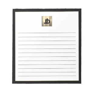 Modernes Square Brushed Gold Monogram Lined Notizblock