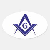 Modernes Square & Compasses Ovaler Aufkleber (Vorderseite)