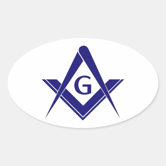 Modernes Square & Compasses Ovaler Aufkleber (Vorderseite)