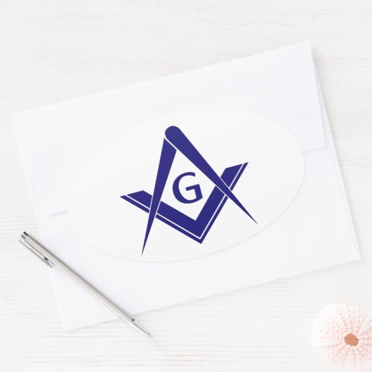 Modernes Square & Compasses Ovaler Aufkleber (Umschlag)