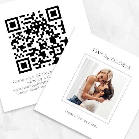 Modernes Square Foto Hochzeit QR Code UAWG Begleitkarte
