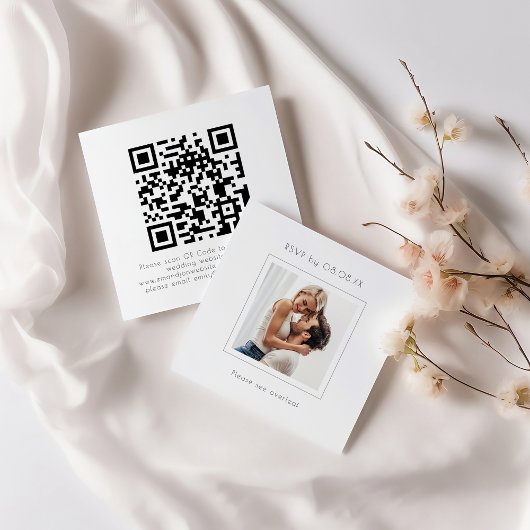 Modernes Square Foto Hochzeit QR Code UAWG Begleitkarte