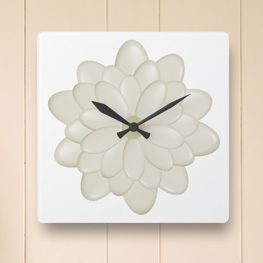 Modernes Square Ivory Daisy Blume Kitchlock Quadratische Wanduhr