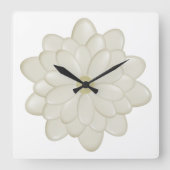 Modernes Square Ivory Daisy Blume Kitchlock Quadratische Wanduhr (Vorderseite)