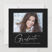 Modernes Square Minimal Ink Script Graduate Foto Ankündigung (Vorderseite)