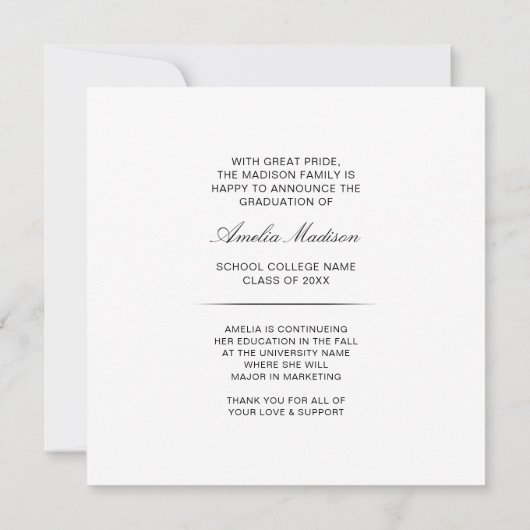 Modernes Square Minimal Ink Script Graduate Foto Ankündigung (Rückseite)