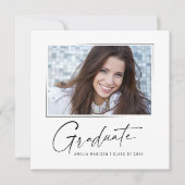 Modernes Square Minimal Ink Script Graduate Foto Ankündigung (Vorderseite)