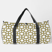 Modernes Square Pattern Gold auf Weiß Duffle Bag (Rückseite)