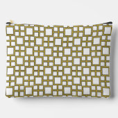 Modernes Square Pattern Gold auf Weiß Zubehörtasche (Vorderseite)