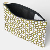 Modernes Square Pattern Gold auf Weiß Zubehörtasche (Offen)