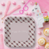 Modernes Square Pink und Burgund Pappteller (Party)