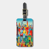 Modernes Stadtbild Skyline Gepäckanhänger (Vorderseite vertikal)