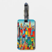 Modernes Stadtbild Skyline Gepäckanhänger (Rückseite vertikal)