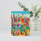 Modernes Stadtbild Skyline Postkarte (Stehend Vorderseite)