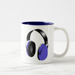 MODERNES STÄDTISCHES BLAUES-MUSIKKOPF-DESIGN ZWEIFARBIGE TASSE