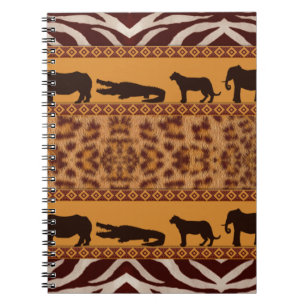 Modernes Stammes- Afrikanisches Jaguar-Muster Tier Notizblock