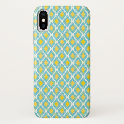 Modernes Stammes- ikat blaue gelbe Mode Case-Mate iPhone Hülle (Rückseite)