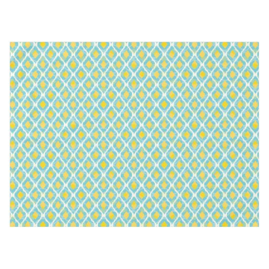 Modernes Stammes- ikat blaue gelbe Mode Tischdecke (Vorderseite (Horizontal))