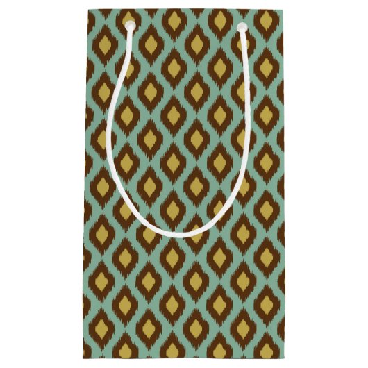 Modernes Stammes- ikat blaues gelbes modernes Kleine Geschenktüte (Vorderseite)