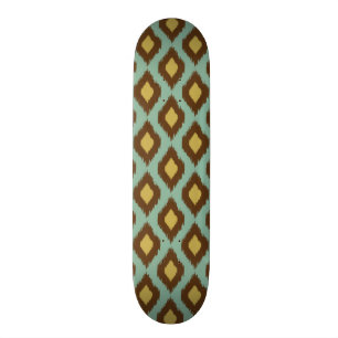 Modernes Stammes- ikat blaues gelbes modernes Skateboard