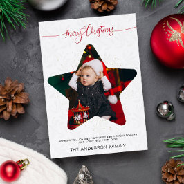 Modernes Star Foto Frohe Weihnachtsfeiertage Einladung