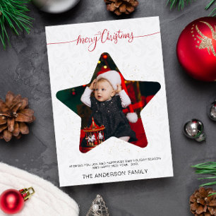 Modernes Star Foto Frohe Weihnachtsfeiertage Einladung