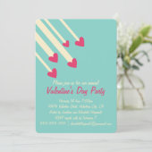 Modernes Star Pink Hearts Valentines Party Einladung (Stehend Vorderseite)