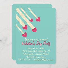 Modernes Star Pink Hearts Valentines Party Einladung