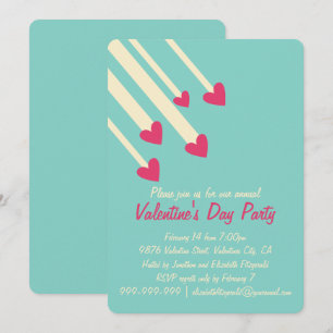 Modernes Star Pink Hearts Valentines Party Einladung