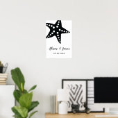 Modernes Starfish Hochzeitszeichen, schwarz Poster (Heimbüro)