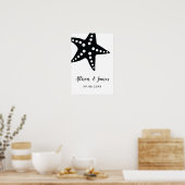 Modernes Starfish Hochzeitszeichen, schwarz Poster (Küche)