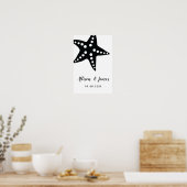 Modernes Starfish Hochzeitszeichen, schwarz Poster (Küche)