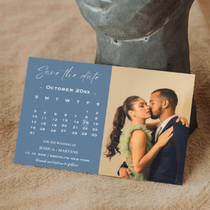 Modernes staubblaues Foto Save the Date Einladung