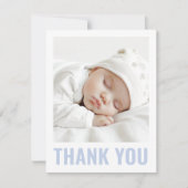 Modernes, staubblaues Taufbecken, das Foto Dankeskarte (Vorderseite)