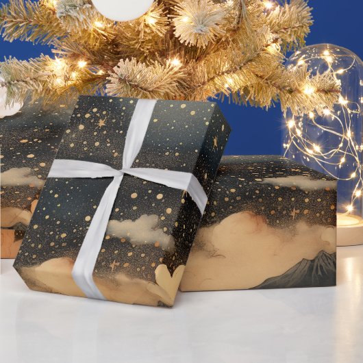 Modernes, sternes Nachtmuster Geschenkpapier (Feiertage)