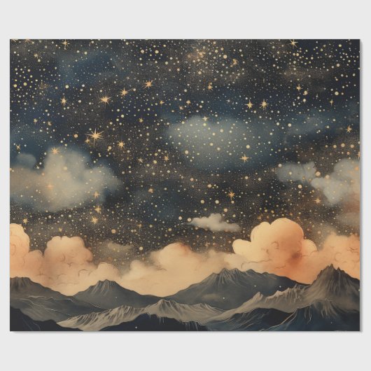 Modernes, sternes Nachtmuster Geschenkpapier (Flach)