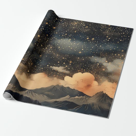 Modernes, sternes Nachtmuster Geschenkpapier (Ungerollt)