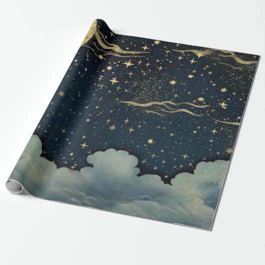 Modernes, sternes Nachtmuster Geschenkpapier (Ungerollt)