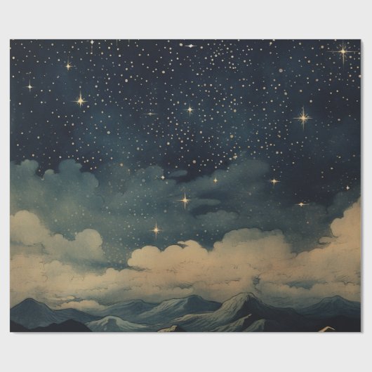 Modernes, sternes Nachtmuster Geschenkpapier (Flach)