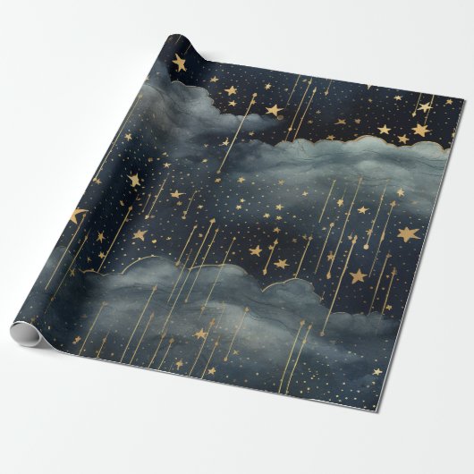 Modernes, sternes Nachtmuster Geschenkpapier (Ungerollt)