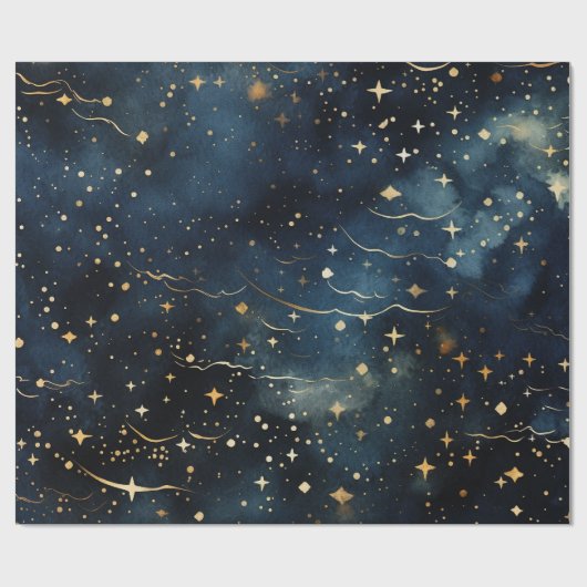 Modernes, sternes Nachtmuster Geschenkpapier (Flach)