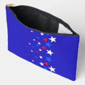 Modernes Sternmuster in Blau, Rot und Weiß Zubehörtasche (Offen)