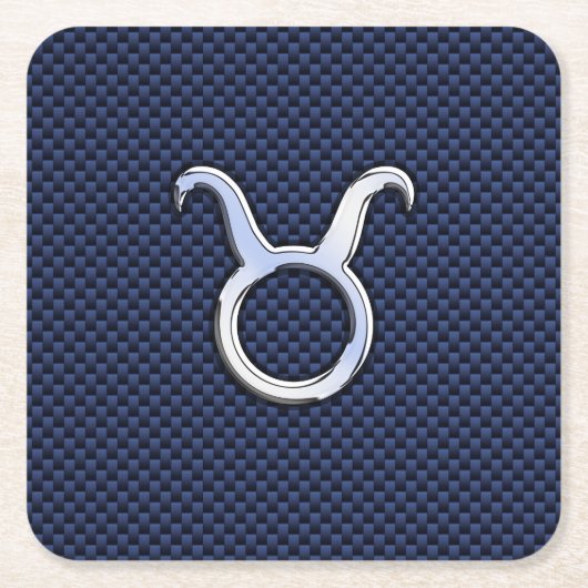 Modernes Stier-Tierkreis-Zeichen-blauer Rechteckiger Pappuntersetzer (Vorderseite)