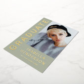 Modernes, stilvolles 2 Foto Abschluss Sage Green G Folieneinladung (Gedreht)