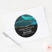 Modernes, stilvolles Aquamarines Agate & Gold Ribb Runder Aufkleber (Umschlag)