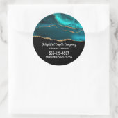 Modernes, stilvolles Aquamarines Agate & Gold Ribb Runder Aufkleber (Tasche)