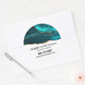 Modernes, stilvolles Aquamarines Agate & Gold Ribb Runder Aufkleber (Umschlag)