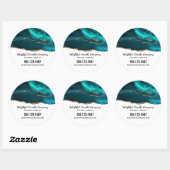 Modernes, stilvolles Aquamarines Agate & Gold Ribb Runder Aufkleber (Blatt)